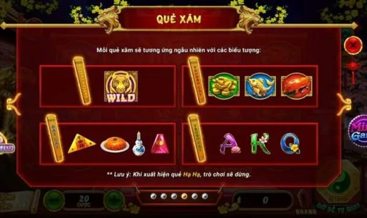 Các quy đổi biểu tượng quẻ xăm trong game Nổ Hũ Xin Xăm tại EE88