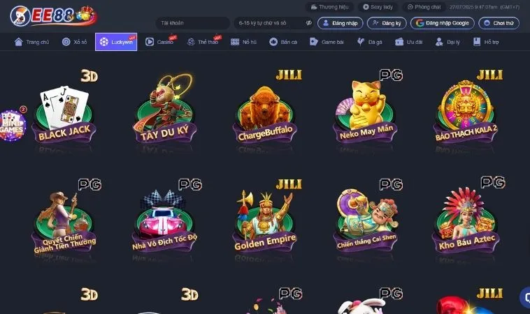 Sảnh game nhanh EE88 quy tụ nhiều tựa game hấp dẫn 