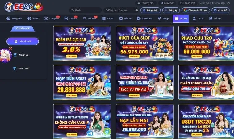 Vô vàn các khuyến mãi EE88 tặng hội viên nhà cái
