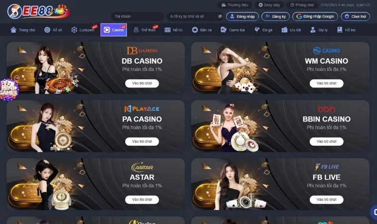 Nhà cái EE88 hợp tác với nhiều cung cấp live casino hàng đầu